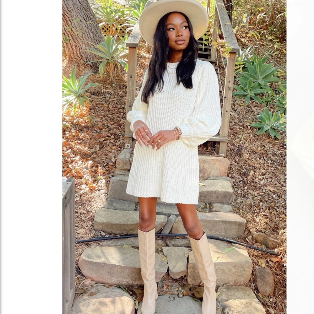 Show Me Your Mumu Dixon Cream Chenille Sweater Dress